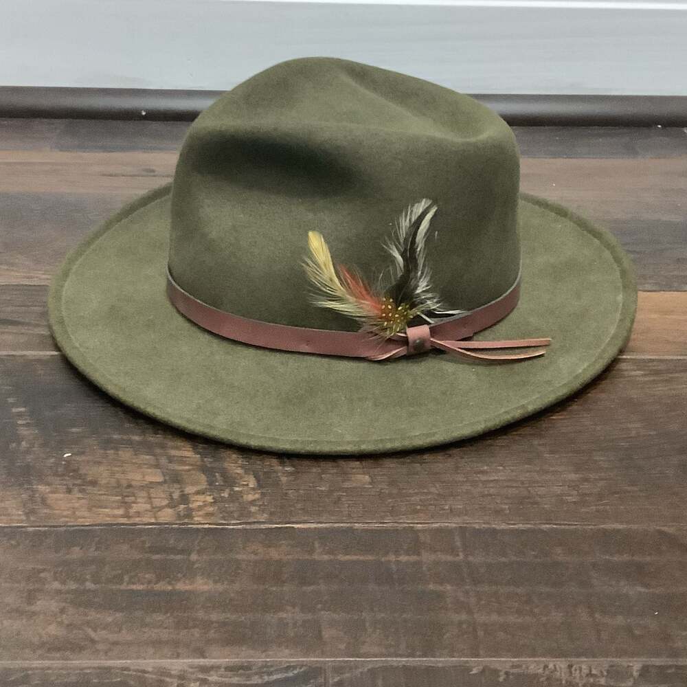 Dorfman Pacific Made In USA 100% Wool Felt Olive Green Medium Felt Fedora Hat